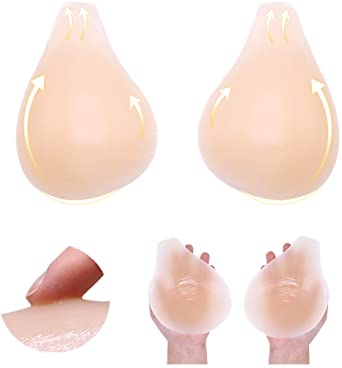 Todd Copper Backless Bra Silicone Invisible Lift Up Bra Stick On Bra Stickers Breast Lift Petals Reusable Strapless Bra Deep V Push Up Adhesive Bra Nipple Covers for Women Backless Sticky Bra Freedom on Cups Nude, Large