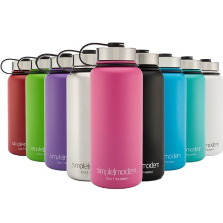 Simple Modern Vacuum Insulated Stainless Steel Water Bottle - Bonus Flip Lid - Wide Mouth Thermos - Double Walled Flask - 32-Ounce