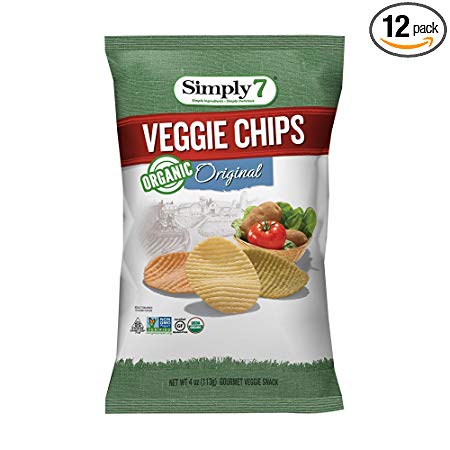 Simply7 Gluten Free Organic Veggie Chips, Original, 4 Ounce (Pack of 12)