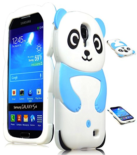 Bastex Silicone Case for Samsung Galaxy S4 I9500 SIV S IV - Cute Sky Blue & White Panda Skin