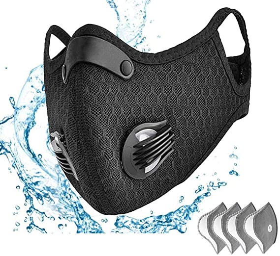 Anti-Pollution Face Mask Reusable Anti-Dust Face Mask, Activated Carbon Filtration Exhaust Gas Biking Face Mask PM 2.5 Face Shields for going out,Replaceable Sports Mask With 4 Carbon Free Filters
