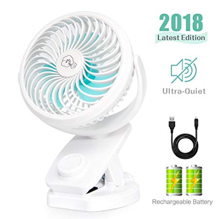 Wooce Mini Fan Clip On Desk Fan 4400mAh Battery Operated USB Table Fans Small Super Quiet Fan Portable Personal Fan,360°Up and Down Cooling,Office Home Travel Camping Baby Stroller(White)