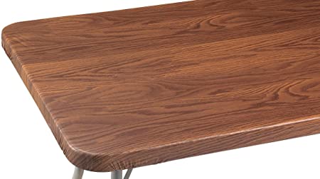 Miles Kimball Wood Grain Vinyl Elasticized Banquet Table Cover, 48" x 24"