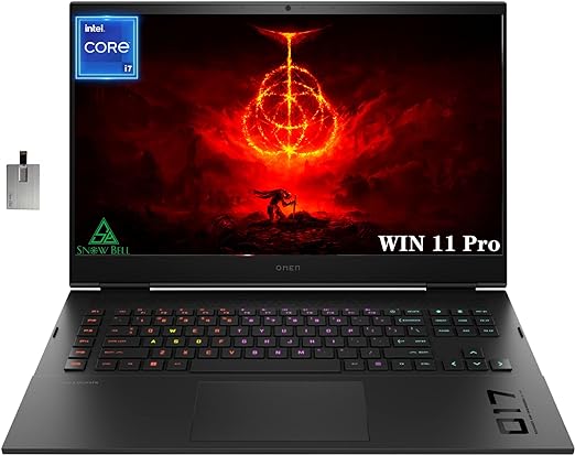 HP 2022 OMEN 17.3" 165Hz Gaming Laptop, Core i7-12700H, 64GB DDR5 RAM, 4TB PCIe SSD, Backlit Keyboard, NVIDIA GeForce RTX 3070Ti, HD Webcam, Win 11 Pro, Black, 32GB Snowbell USB Card