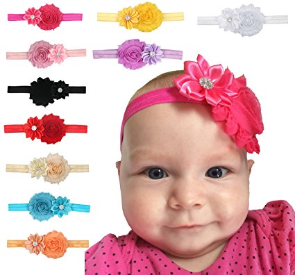 Papiarts Baby Headbands Chiffon Flower,Soft and Stretchy Girl's Hairbands for Newborn,Toddler and Children