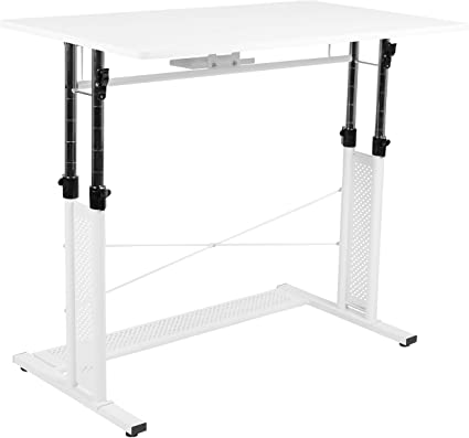 Flash Furniture Height Adjustable 39.25"W x 23.75"D x 27.25-35.75"H Office Table in White