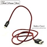 iasg MFi Lightning 8pin braid Cable for Apple iPhone5 6 6plus black and red