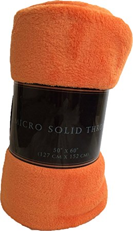 Mk Collection MicroFleece Plush Solid Throw Blanket Assorted Colors New (50" x 60", Orange)