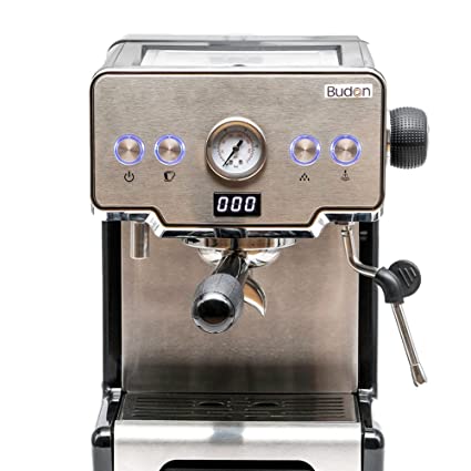 Budan Espresso Machine and Coffee maker ,1 Year warranty, silver, regular (EM101)