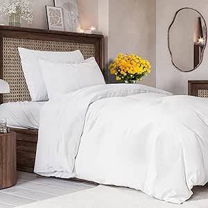 Duvet Cover Twin Size Set - Extra Soft Twin/Twin XL Size Duvet Cover - 68" x 90" Twin Duvet Cover w/ 1 Pillow Sham - Easy Care & Fade Free - Hotel Luxury Duvet Cover w/ Zipper Closures & Ties (White)