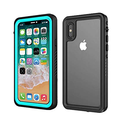 Waterproof iPhone X Case With Built-In Screen Protector – Smilenut Underwater Full Body Apple Phone Shell Case – Clear Protective With Military Tested Shockproof Design (blue)