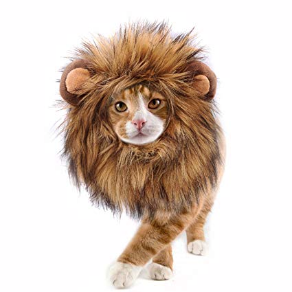 Onmygogo Lion Mane Wig for Cats and Dogs, Funny Pet Cat Costumes for Halloween Christmas, Furry Pet Clothing Accessories