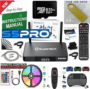 New Super, S 5 P R O, Bundle Box, 2024 Model,1 Voice and 1 Full Keyboard Remote,1 HDMI, Tf Card, Memory Stick, LED Light Strip (Install Instructions by Seller, Phone Support).