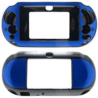 For PlayStation PS VITA 2000 Slim (PCH-2000 Slim Only) Hybrid Brushed Aluminum Metal Plated Crystal Case Cover   Screen Protector