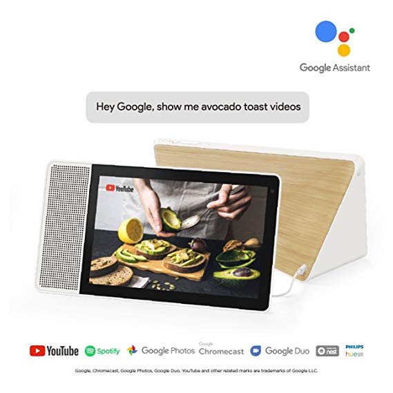 Lenovo - Smart Display with the Google Assistant |10-inch | white front | bamboo back