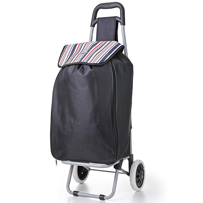 Hoppa folding lightweight shopping trolley shopping bag on wheels (Black ST90 (51L))