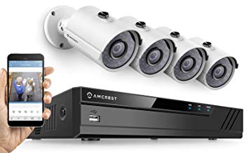 Amcrest Full-HD 1080P 8CH Video Security System w/Four 2.0MP (1920TVL) Outdoor IP67 Bullet Cameras, 65ft Night Vision, 1TB Hard Drive Included, (AMDV10818-4B-W-HDD)