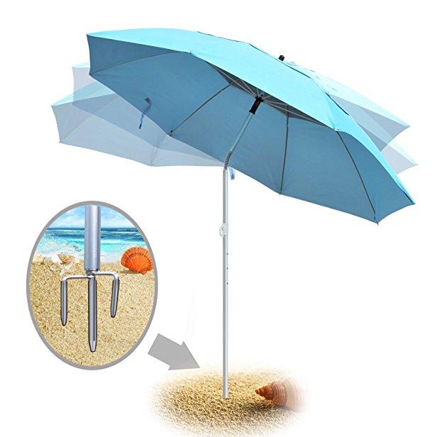 Portable Sun Shade Umbrella, DoerDo 360 Degree Inclined All Direction For All-Weather, With Floor Insert Tool, Heat Insulation, Antiultraviolet , Used For Garden, Beaches, Camping, Fishing