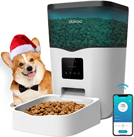Dokoo Automatic Cat Feeder App Control - 2.4G Wi-Fi Smart Pet Food Dispenser, Auto Timed Dog Feeder with Portion Control, 1-10 Meals Daily, Voice Recorder, Small & Medium Pets, BPA-Free, 3L/102oz