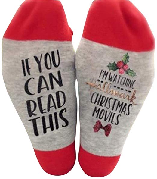 MGhome 1Pair Movies Watching Funny Letters Printed Soft Breathable Sock Christmas Women men Winter Warm Socks Gifts