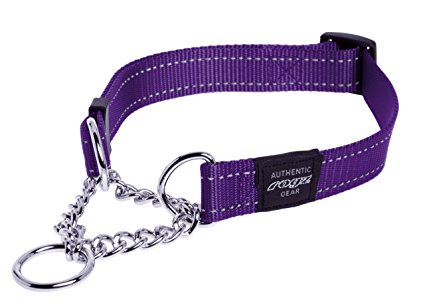 Rogz Utility Large 3/4-Inch Reflective Fanbelt Obedience Half-Check Dog Collar