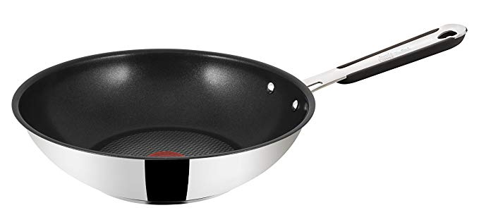 Tefal E79219 Jamie Oliver induction wok pan, 28 cm in diameter, suitable for induction, stainless steel, 28 cm