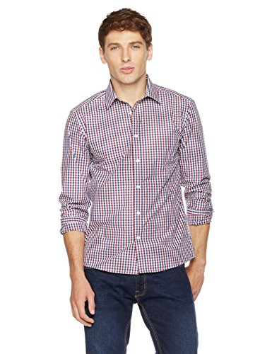 Clifton Heritage Men's Classic Fit Long-Sleeve Spread Collar Gingham Button-Up Shirt