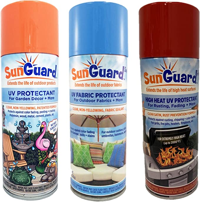 SUNGUARD UV Protectant Variety Combo to Extend The Life of Outdoor Décor, Fabrics, & High Heat Surfaces (3-Pack)