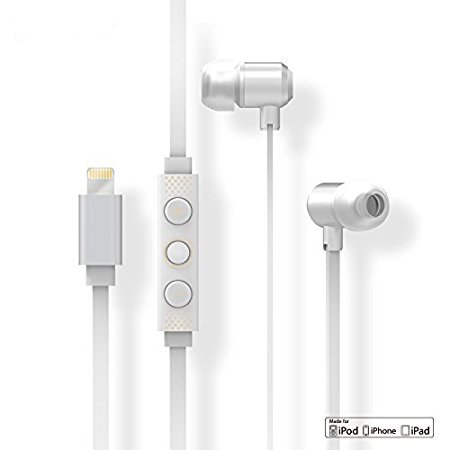 Lightning Earbud Headphones for Apple iPhone X, 8 / 8 Plus, 7 / 7 Plus - MFi In-Ear Stereo Earphones with Remote and Noise Cancellation (No Mic)