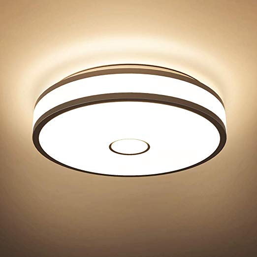 Onforu 18W LED Round Ceiling Light,1600LM IP65 Waterproof,Bathroom Ceiling Lights, 90 CRI 2700K Warm White Ceiling Lamp with Flush Mount for Living Room,Bedroom,Stairway [Energy Class A ]