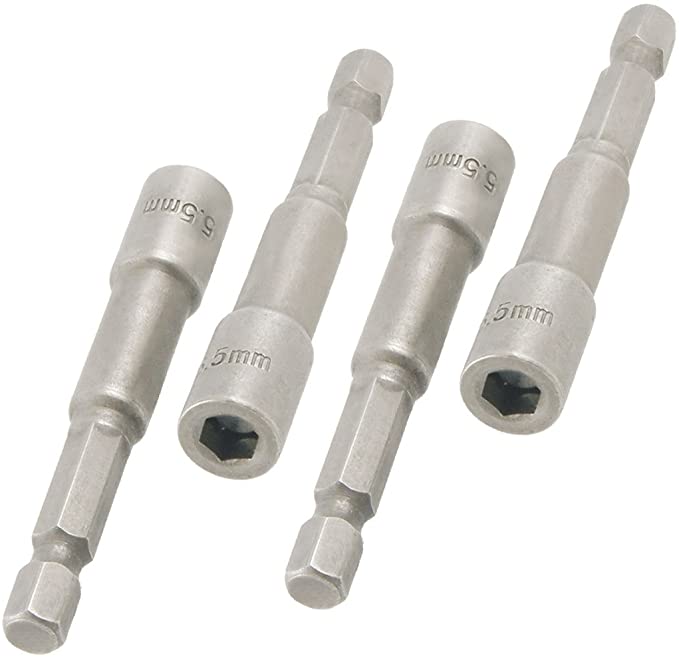 uxcell Magnetic Nut Setters Driver/Handware, 5.5mm Hex Socket 65mm Long, 4-Piece