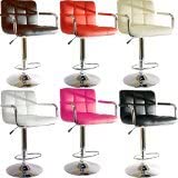 BARGAINS-GALORE BREAKFAST BAR STOOL FAUX LEATHER BARSTOOL KITCHEN STOOLS CHROME CHAIR (BLACK)