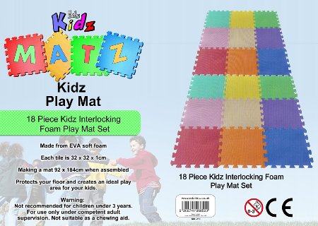 Edz Kidz 18 PC Interlocking Foam Play Mat Set