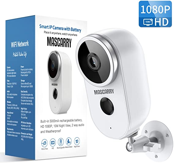 Wireless Outdoor Security Camera 1080P Rechargeable Battery Powered WiFi Camera with Night Vision, Motion Detection, 2-Way Audio, Weatherproof Wireless Home Security Camera System for Outdoor & Indoor