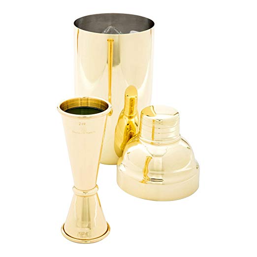 Restaurantware Japanese Style Double-Sided Cocktail Jigger – 1-OZ and 2-OZ: Perfect for Bars or Home Use – Gold-Plated Stainless Steel – 18/8 Stainless Steel – Commercial Grade – 1-CT