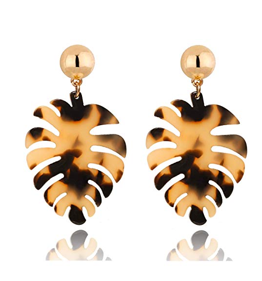 Acrylic Earrings For Women Girls Statement Palm Leaf Earrings Resin monstera Drop Dangle Earrings Fashion Jewelry