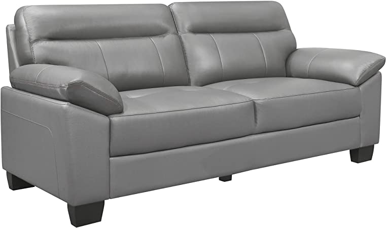 Homelegance 81" Leather Sofa, Gray