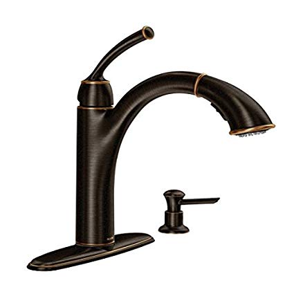 Moen 87047BRB Sullivan One-Handle Pullout Kitchen Faucet, Mediterranean Bronze