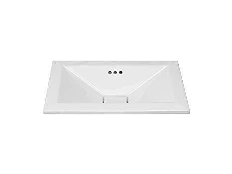 RONBOW ESSENTIALS Pyramid 19" Ceramic Drop-In Bathtub Vanity Sink with Overflow in White