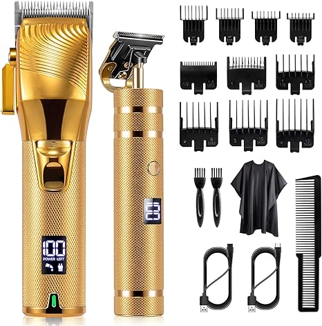 Hair Clippers for Men, Professional Hair Trimmer Set Cordless Barber Clippers Beard Trimmer Hair Cutting Kit Rechargeable T Outliner Shaver Zero Gapped Haircut Grooming Kit Gifts for Men (#1)