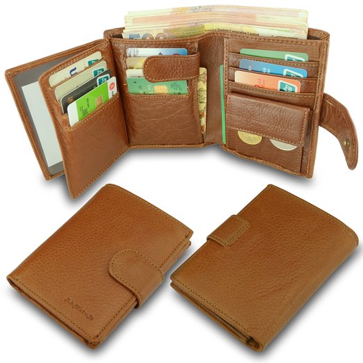 Admetus Mens Soft Genuine Leather Card Holder Coin Purse Bifold Wallet