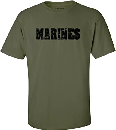 Joe's USA - Military Green Vintage Marines Logo T-Shirts in Sizes S-5XL