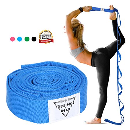 Forbidden Road Stretch Strap with Multi- Loop Exercise Strap For Physical Therapy Yoga Dance Pilates Greater Flexibility and Fitness Workout Deepen Green/Black/Blue/Purple