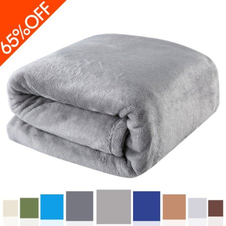 Balichun Bed Blanket All Year Round Super Soft Warm Fuzzy Fluffy Lightweight Fleece Blankets Twin/Queen/King Size(King,Grey)