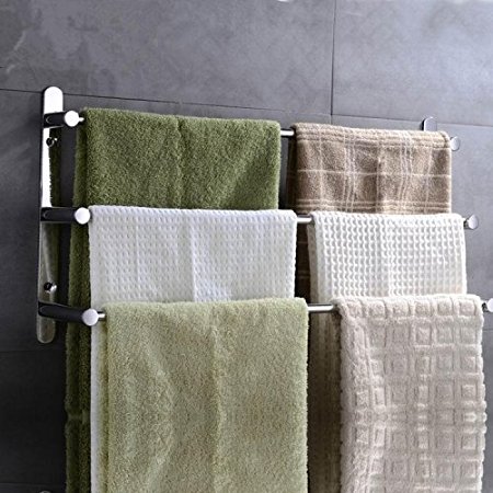 Lightinthebox Mirror Polished Wall Mounted Stainless Steel 23.6 Inch Polished Finish Three Towel Bars Towel Rack