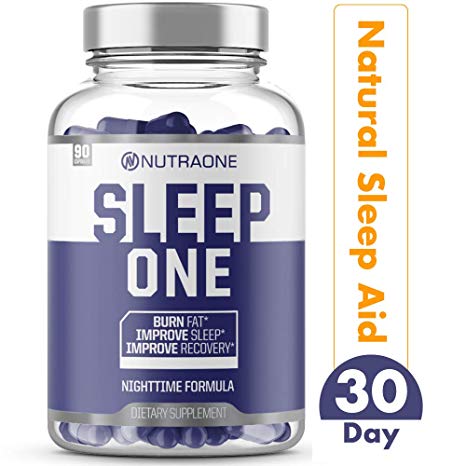 SleepOne Natural Sleep Aid Supplement by NutraOne | Promote Restful Sleep & Insomnia Relief While Supporting Night Time Weight Loss | Includes Melatonin, Valerian Root, Magnesium, L-Carnitine
