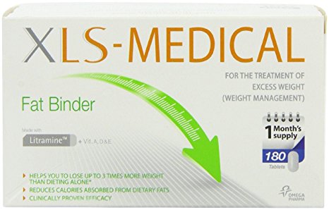 XLS Medical Fat Binder Tablets Weight Loss Aid, 1 Month Supply Pack - 180 Tablets