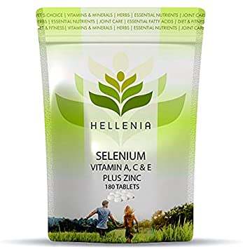 Hellenia Selenium 200ug Vitamins A,C,E   Zinc - 180 Tablets - Antioxidant Formula