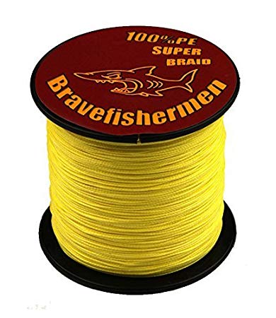 Bravefishermen Super Strong Pe Braided Fishing Line 10LB to 100LB Yellow