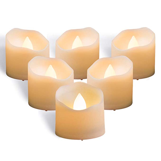 Homemory Timer Tea Lights Bulk, Set of 12 Warm White Flameless Candles, Flickering Battery Operated LED Tealights Candles, 1.57'' D x 1.37'' H, Ideal for Morrocan Lamps, Mason Jars, Pumpkin Lantern